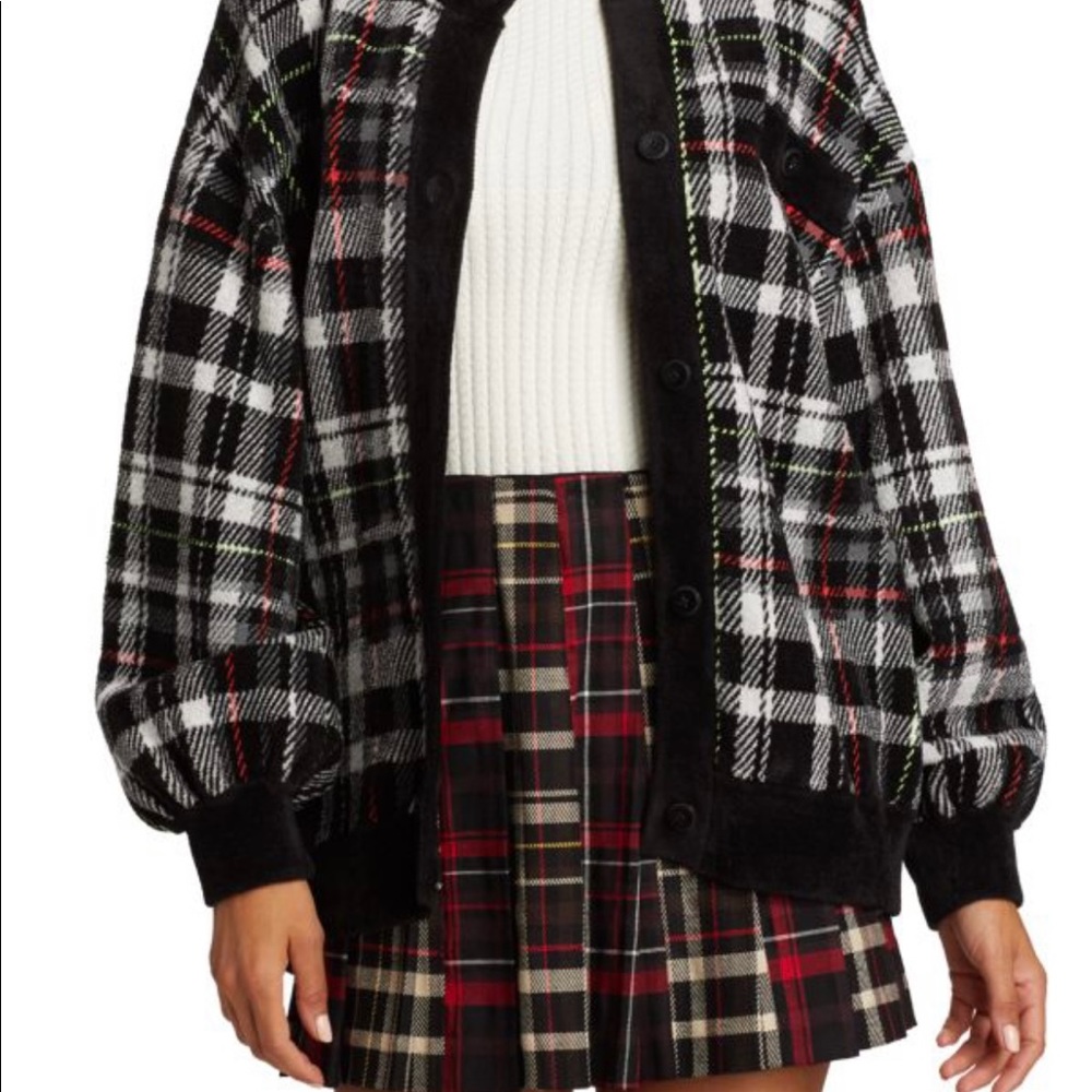 Alice and Olivia verena plaid jacquard cardigan